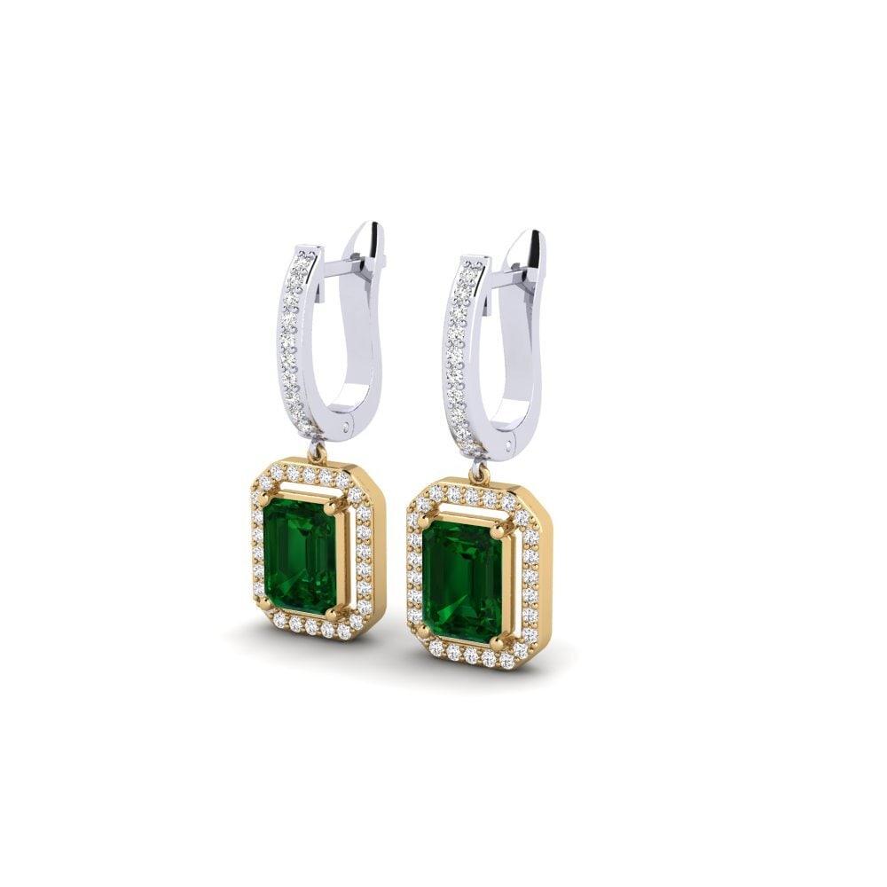 750 Weiß & Gelbgold Tsavorit Damen ohrring Icicle