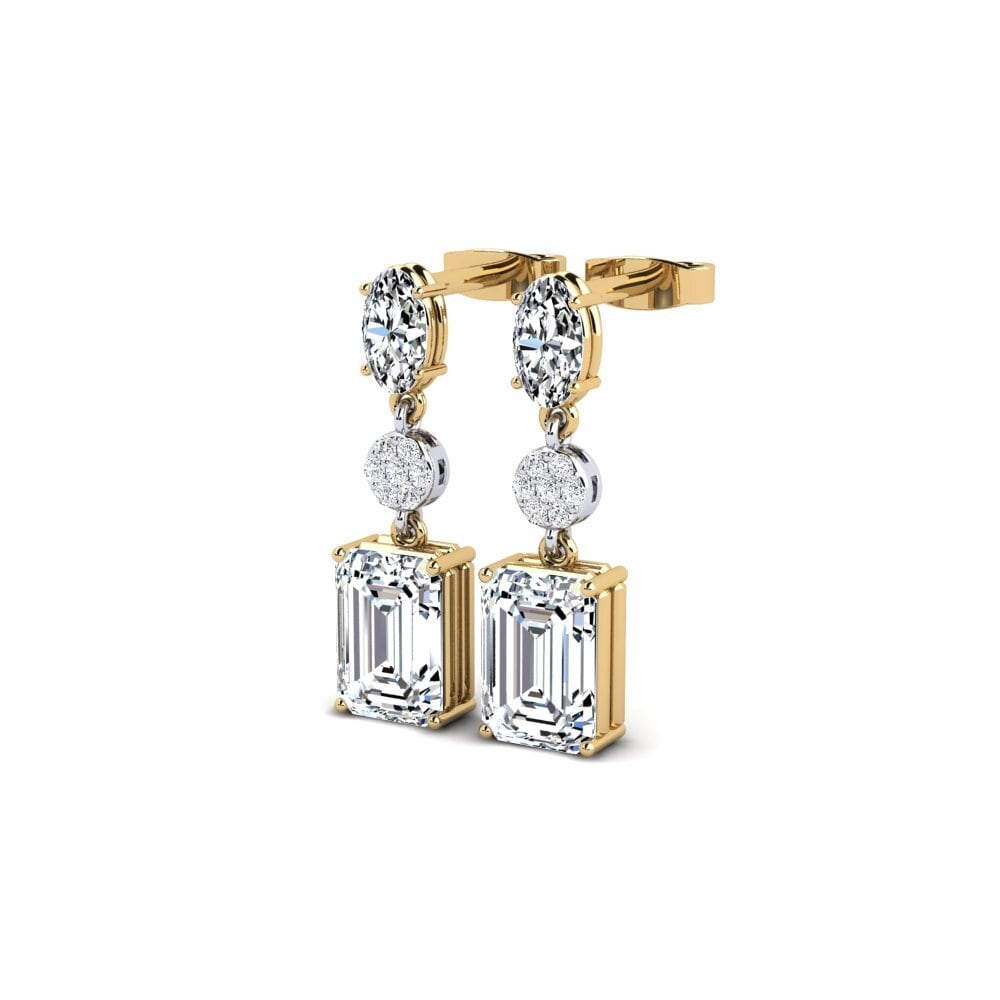 14k Oro Amarillo & Blanco Esmeralda Pendiente de mujer Justiciable