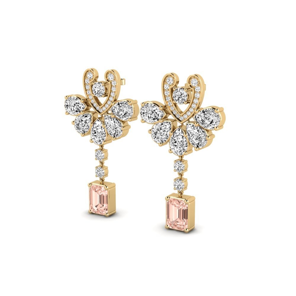 14k Oro Amarillo Morganita Pendiente de mujer Kimmyer