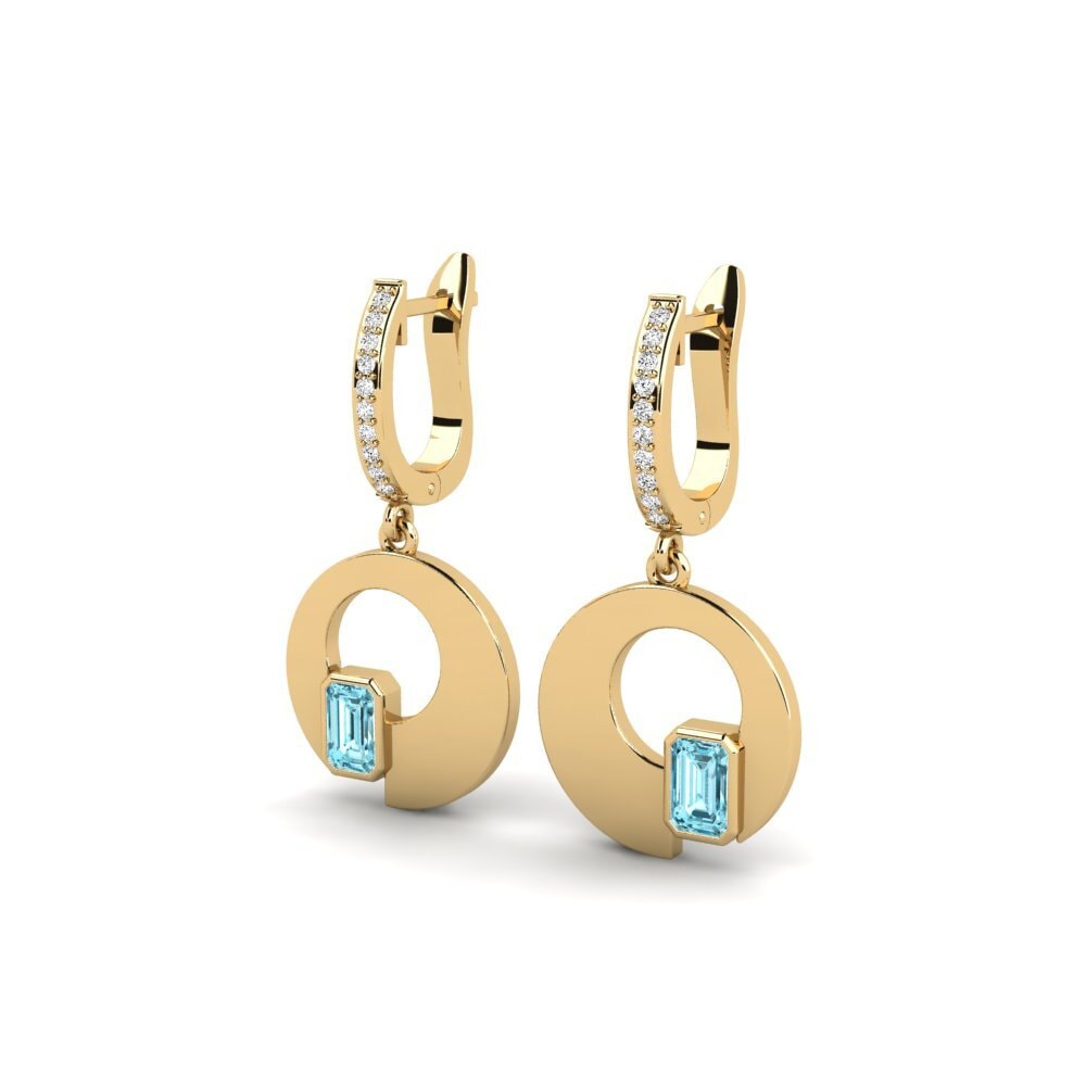 Esmeralda Zircão Azul Brincos Feminino Leise