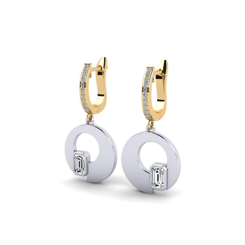 14k Oro Amarillo & Blanco Esmeralda Pendiente de mujer Leise