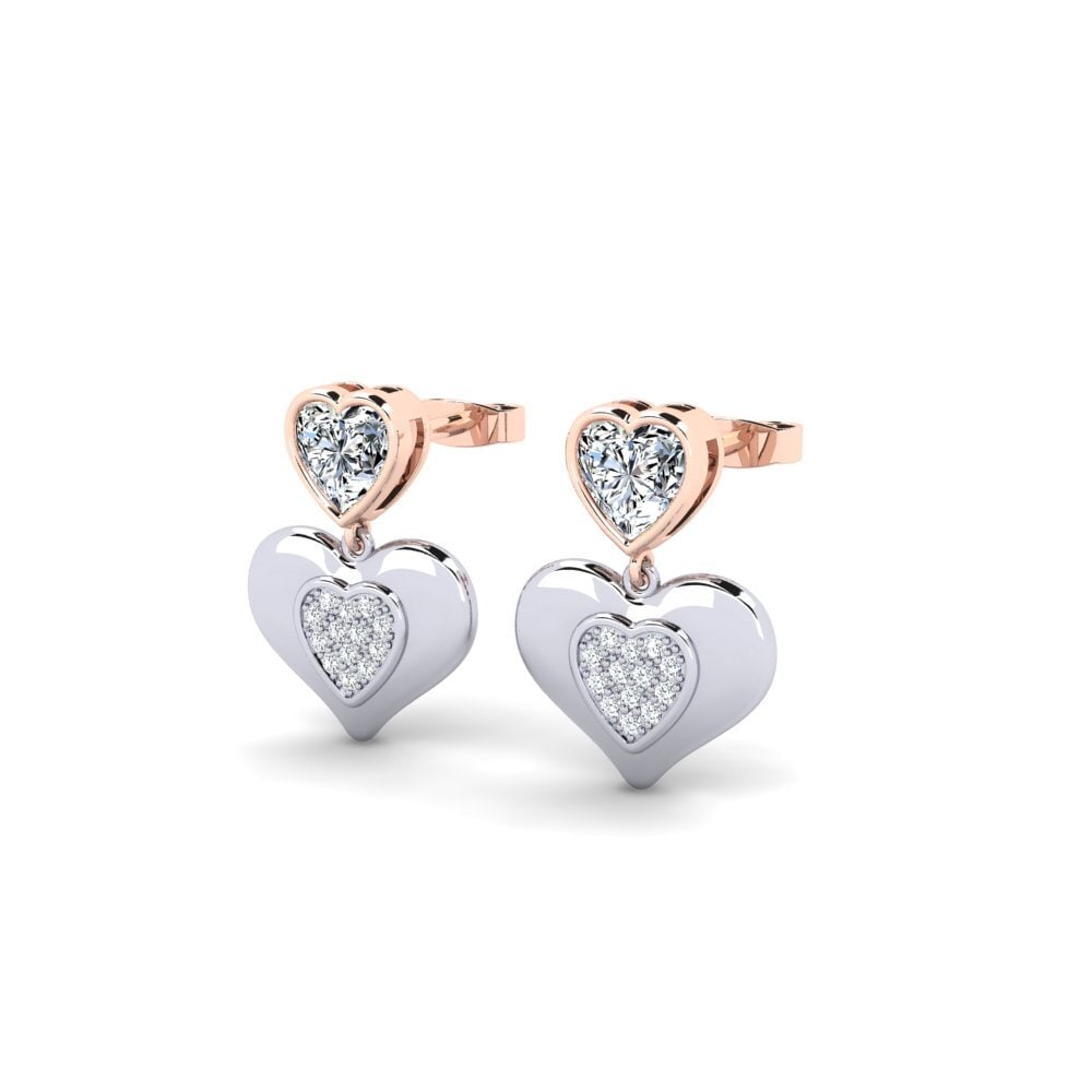 9k Oro Blanco & Rosa Pendiente de mujer Lugahc