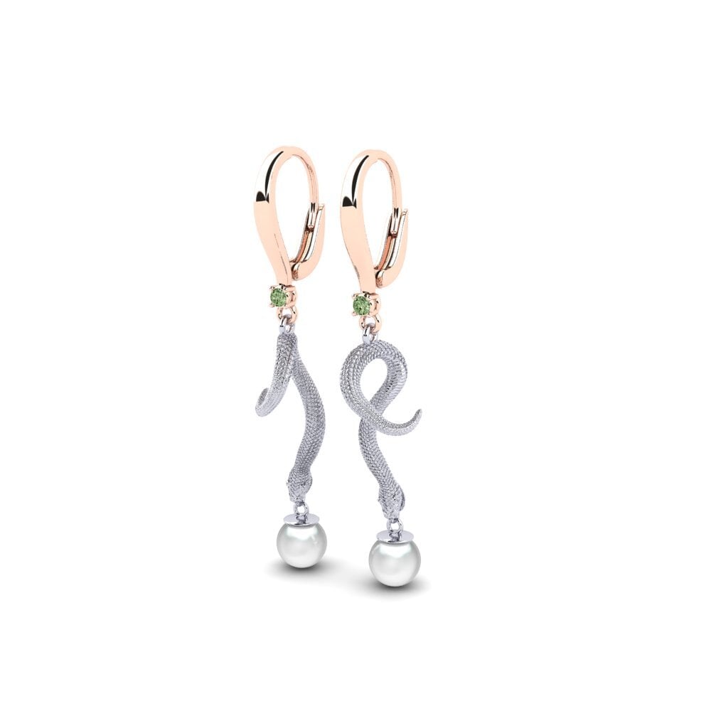 9k Oro Rosa & Blanco Diamante Verde Pendiente de mujer Mins