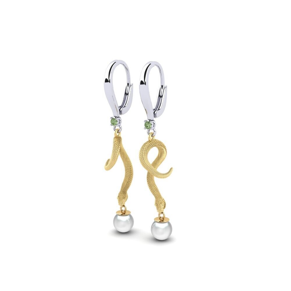 9ct White & Yellow Gold Green Diamond Women's Earring Mins