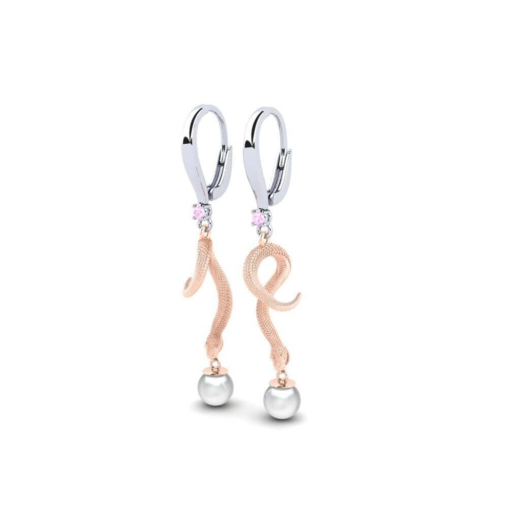 14k Oro Blanco & Rosa Zafiro Rosado Pendiente de mujer Mins