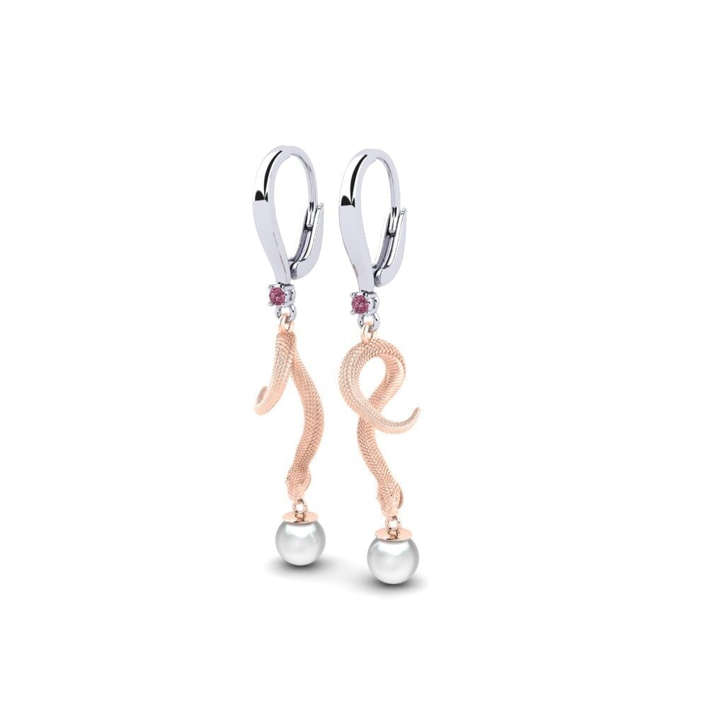 9ct White & Rose Gold Rhodolite Garnet Women's Earring Mins
