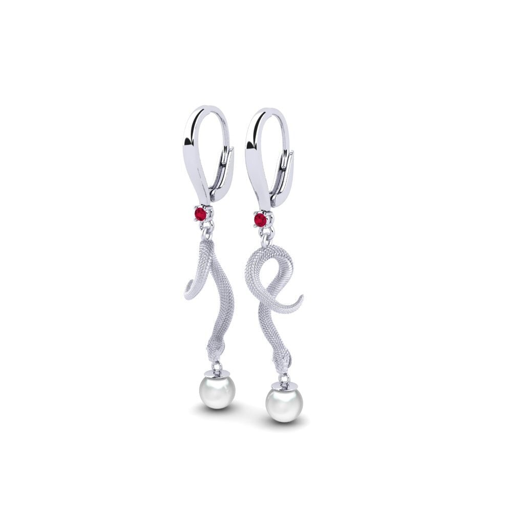9ct White Gold Ruby Women's Earring Mins