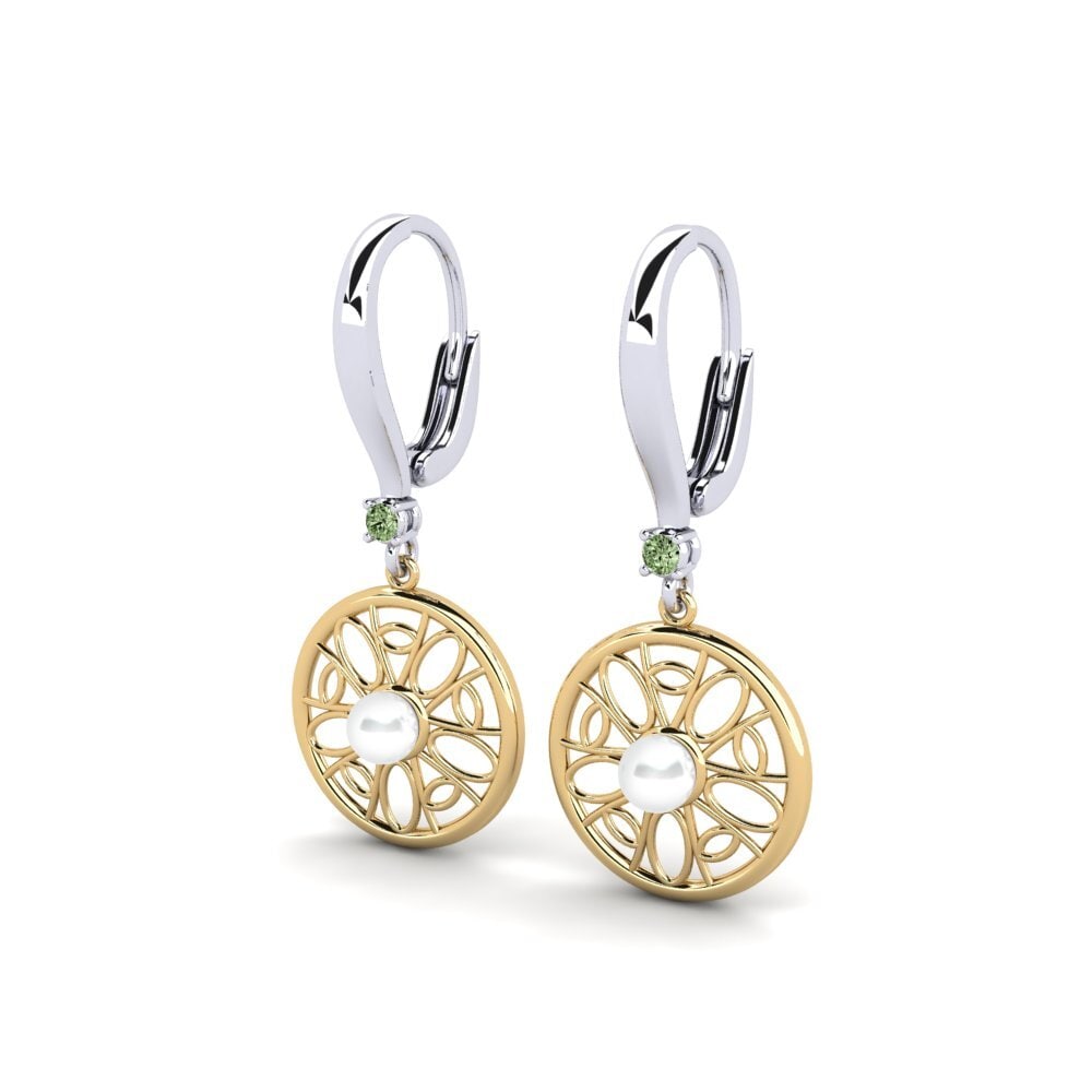 9ct White & Yellow Gold Green Diamond Women's Earring Munamiyes