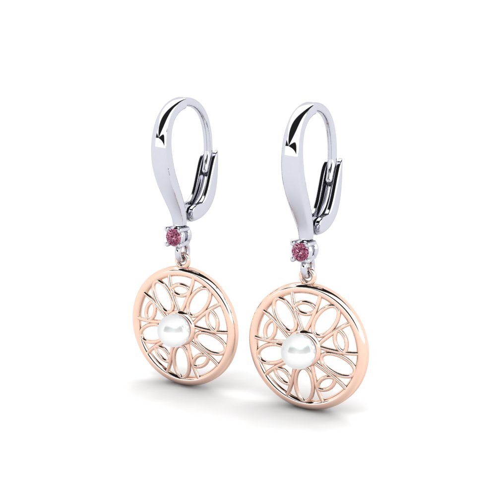 9ct White & Rose Gold Rhodolite Garnet Women's Earring Munamiyes
