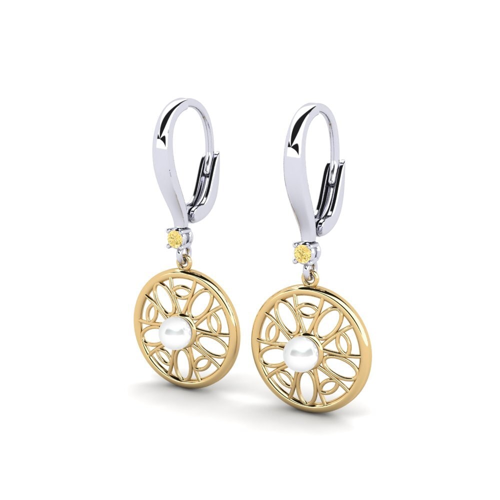 18ct White & Yellow Gold Yellow Diamond Women's Earring Munamiyes