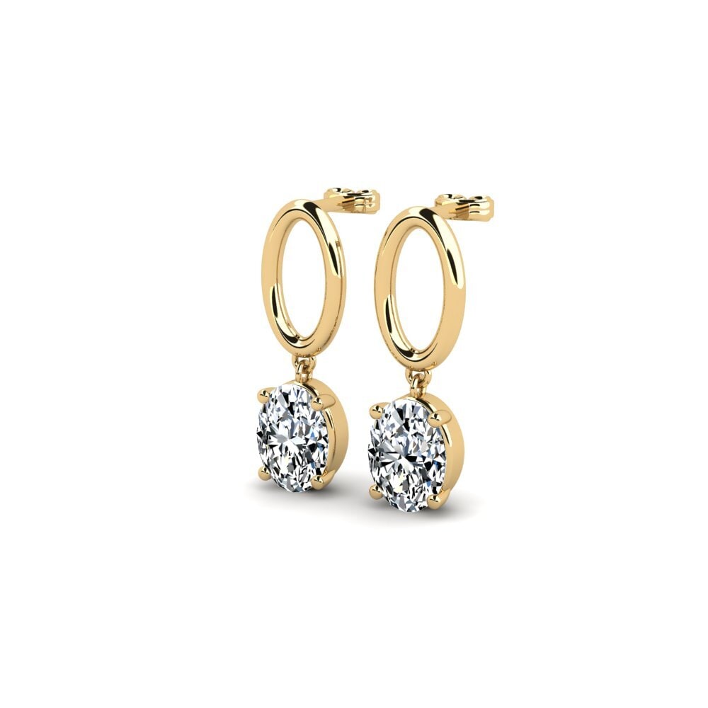 14k Oro Amarillo Ovalado Pendiente de mujer Naso