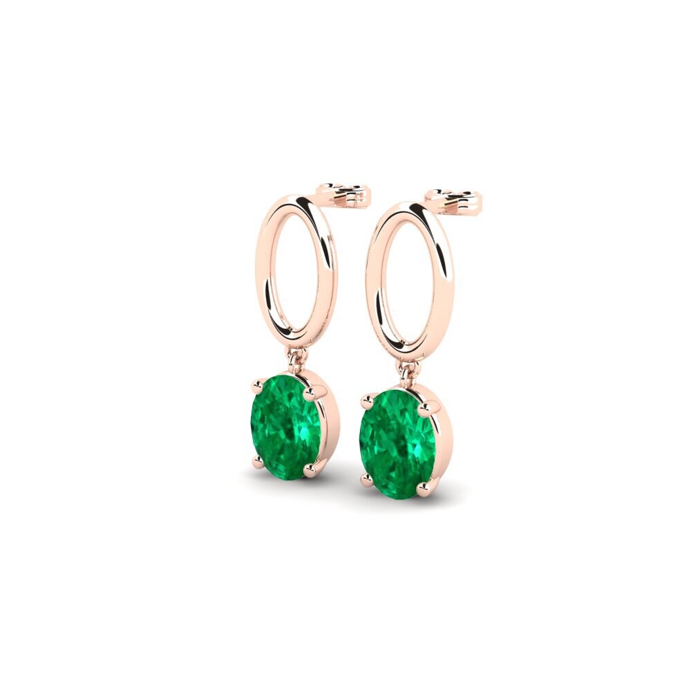 18k Oro Rosa Esmeralda (creada en laboratorio) Pendiente de mujer Naso