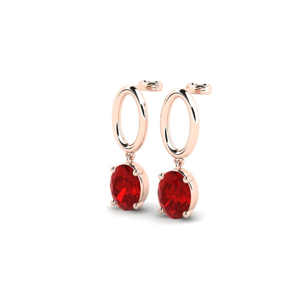 14ct Rose Gold Ruby (Lab Created) Women's Earring Naso