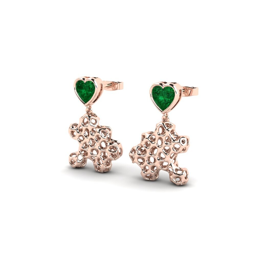 18k Oro Rosa Esmeralda (creada en laboratorio) Pendiente de mujer Niala