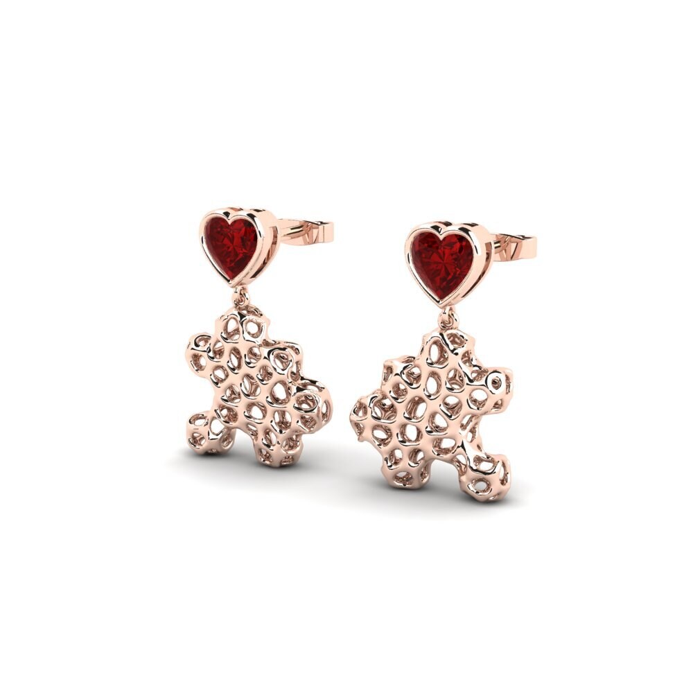 14ct Rose Gold Ruby (Lab Created) Women's Earring Niala