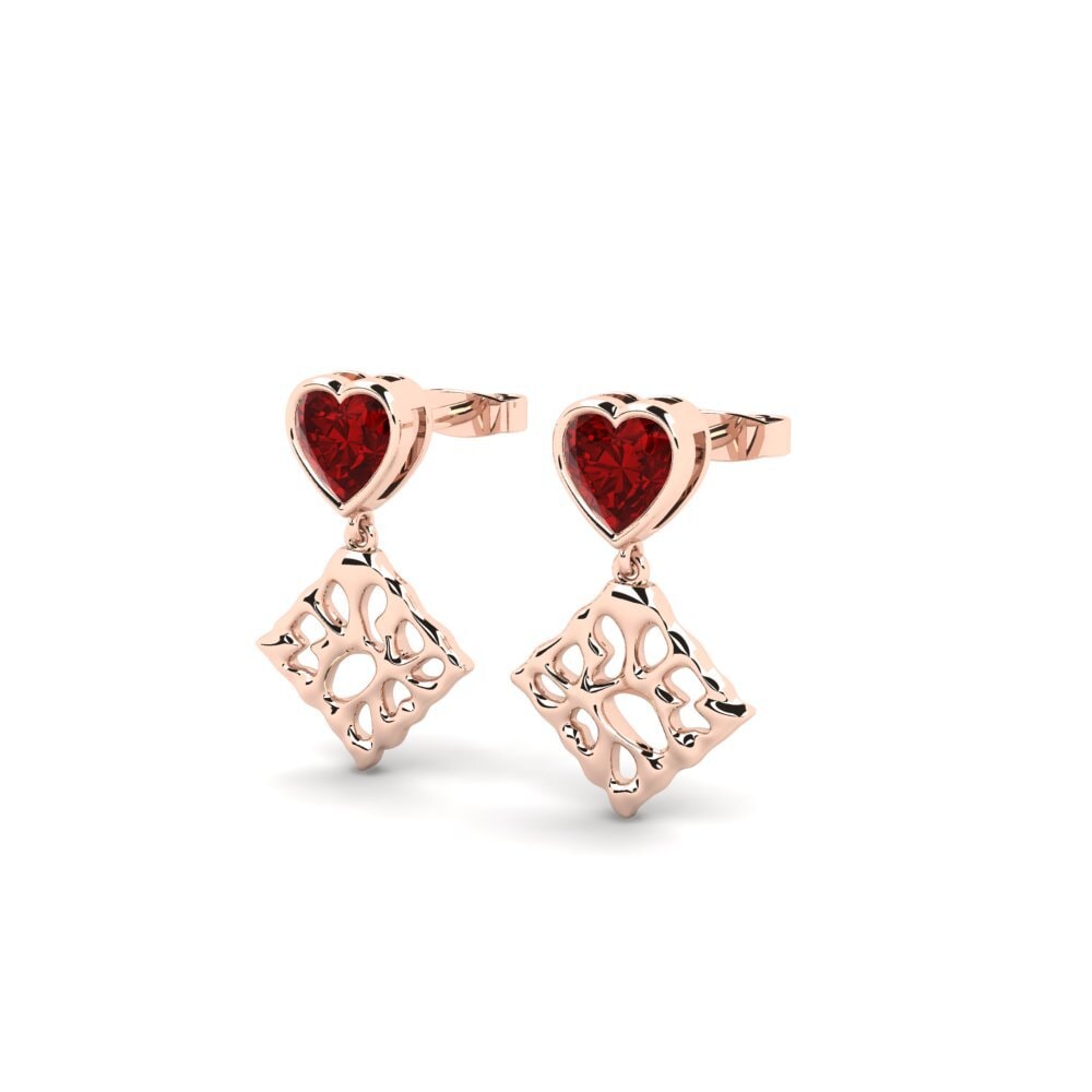 14ct Rose Gold Ruby (Lab Created) Women's Earring Nongio