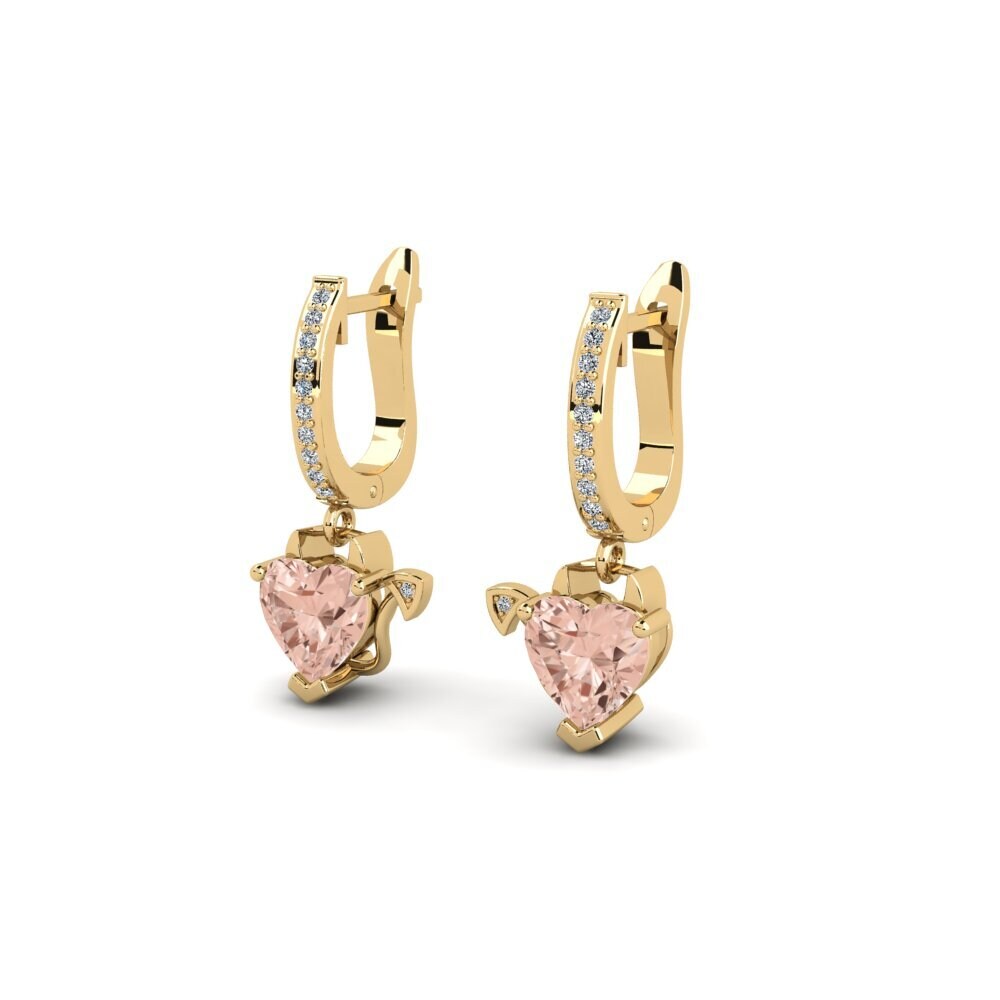 14k Oro Amarillo Morganita Pendiente de mujer Noxu