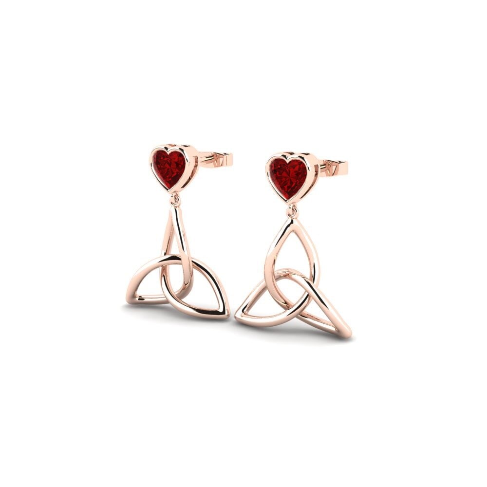 14ct Rose Gold Ruby (Lab Created) Women's Earring Nupsenif