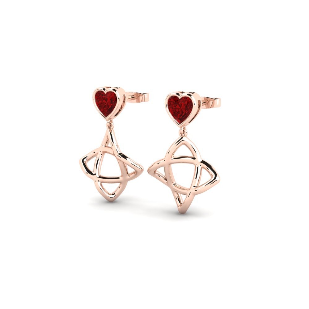 14ct Rose Gold Ruby (Lab Created) Women's Earring Omission