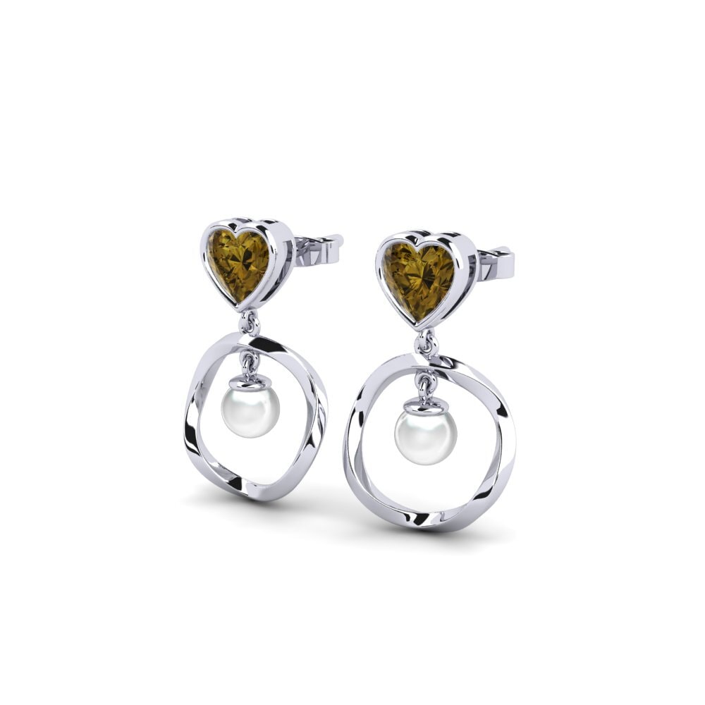 9ct White Gold Brown Zircon Women's Earring Onutten