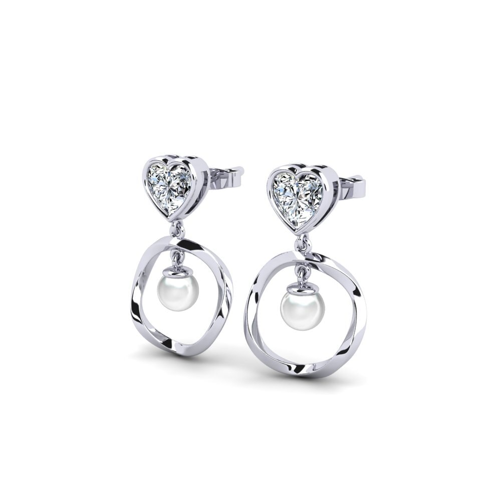 950 Palladium Heart Women's Earring Onutten