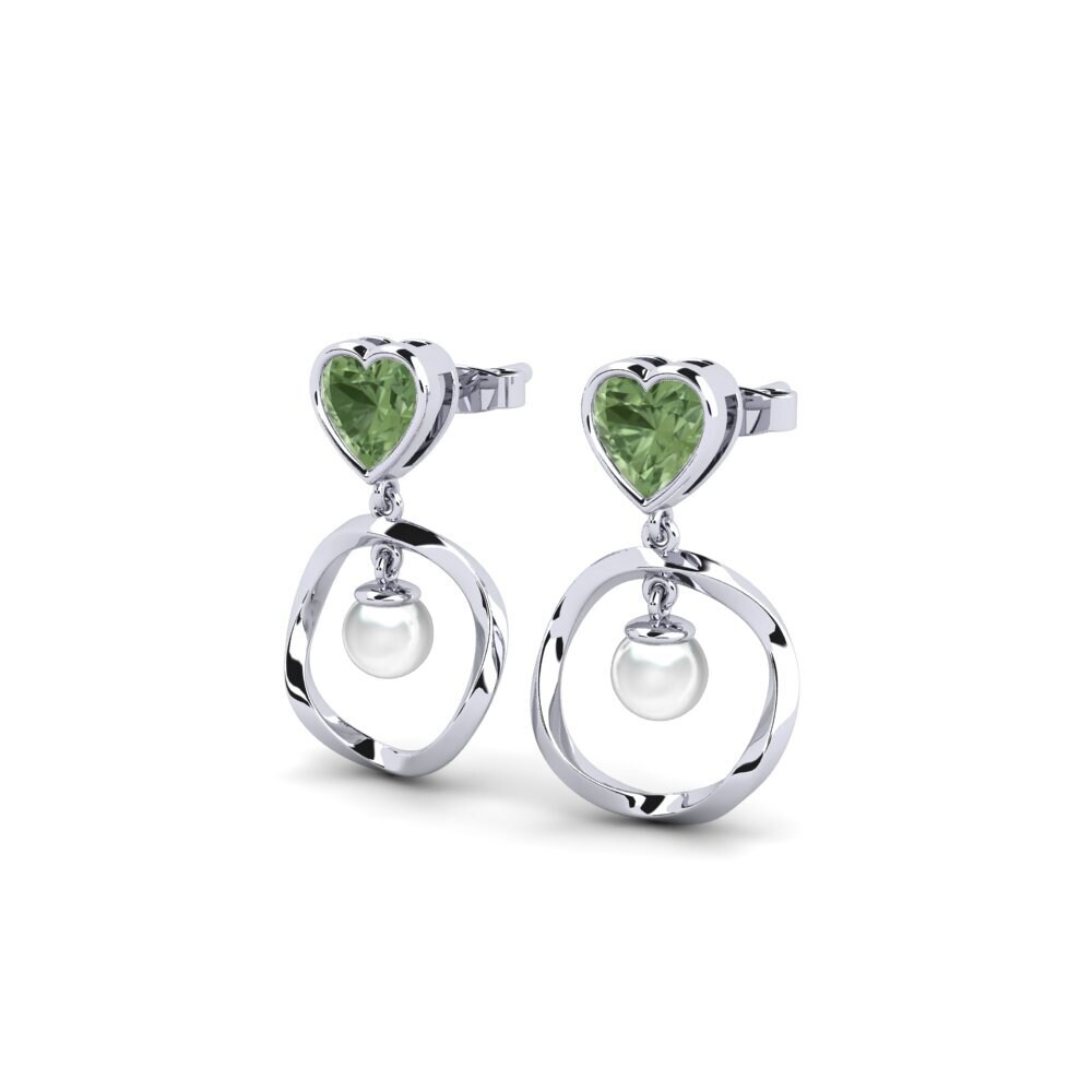 14ct White Gold Green Sapphire Women's Earring Onutten