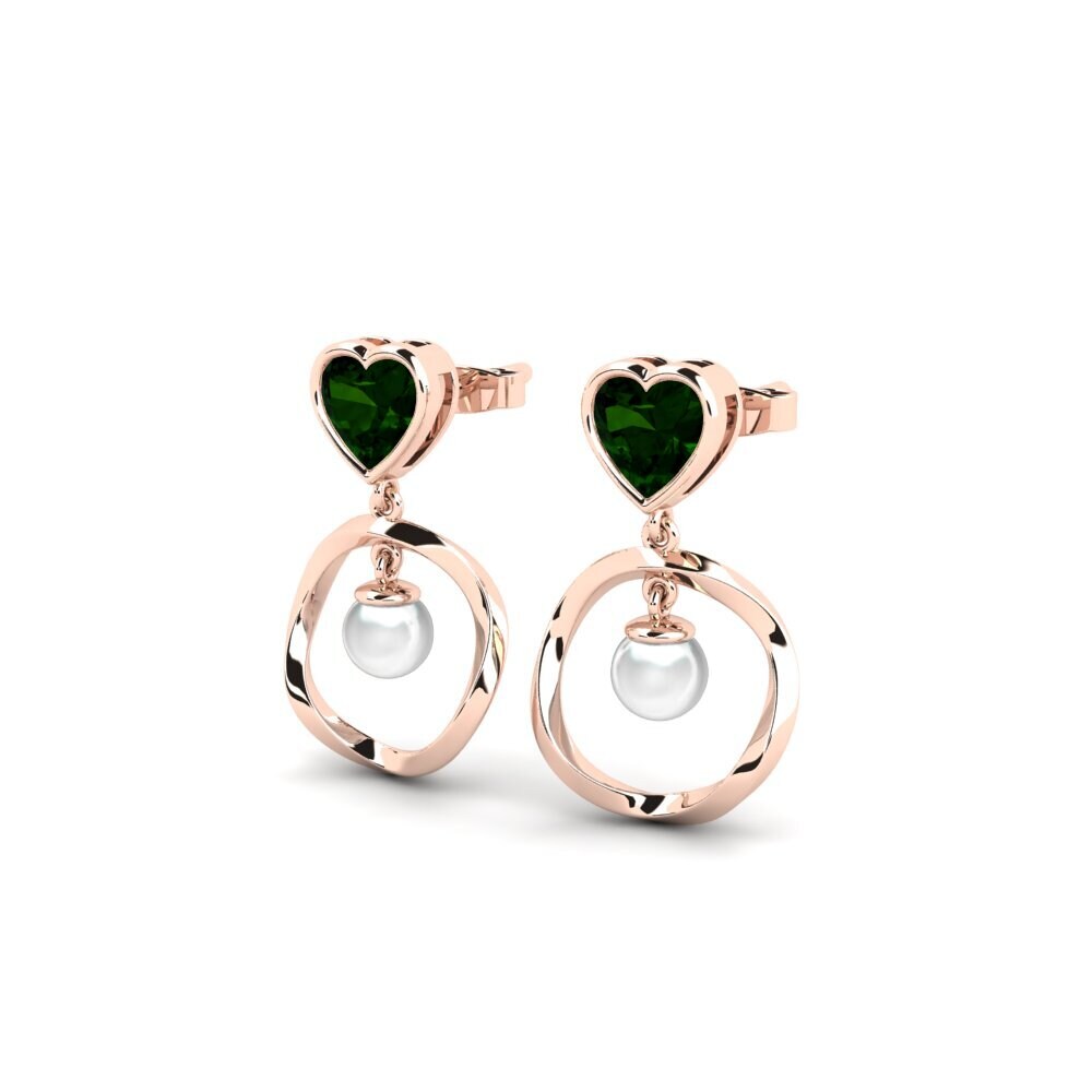 14k Oro Rosa Turmalina verde Pendiente de mujer Onutten