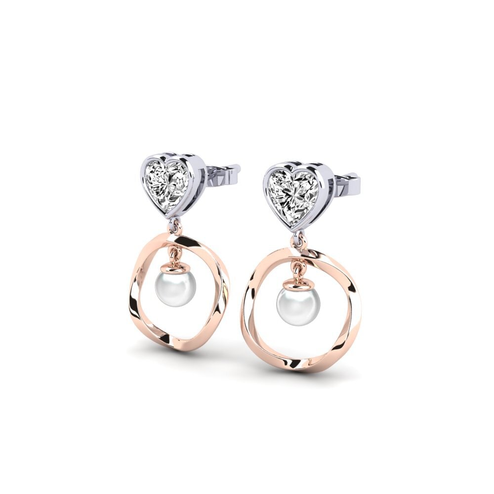 9ct Rose & White Gold Moissanite Women's Earring Onutten