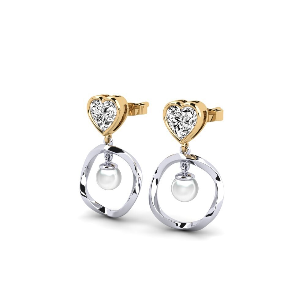 9ct White & Yellow Gold Moissanite Women's Earring Onutten