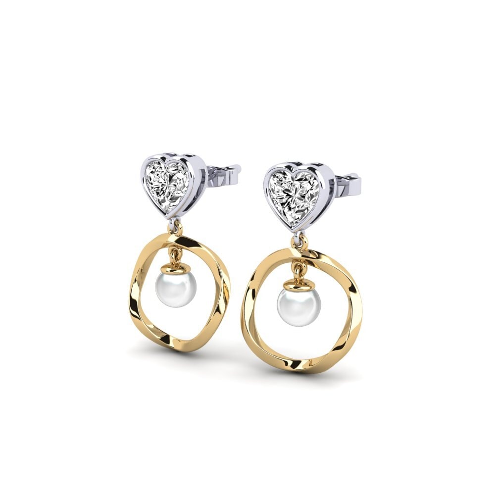 9ct Yellow & White Gold Moissanite Women's Earring Onutten