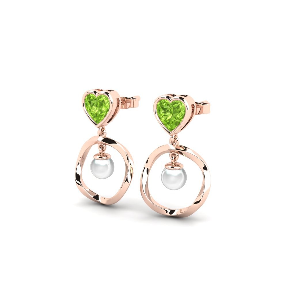 14k Oro Rosa Peridoto Pendiente de mujer Onutten