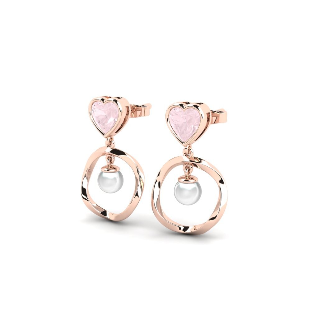 14k Oro Rosa Cuarzo rosa Pendiente de mujer Onutten