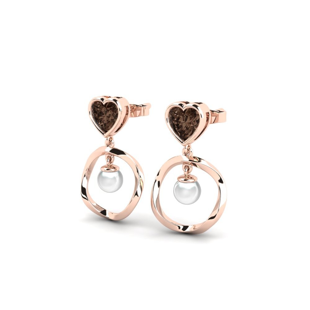 14ct Rose Gold Smoky Quartz Women's Earring Onutten