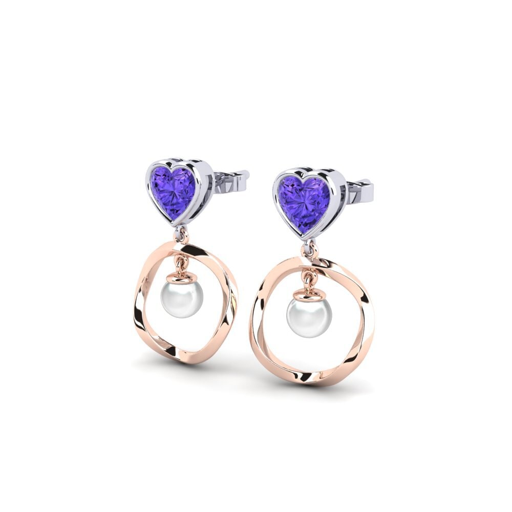 14ct Rose & White Gold Tanzanite Women's Earring Onutten