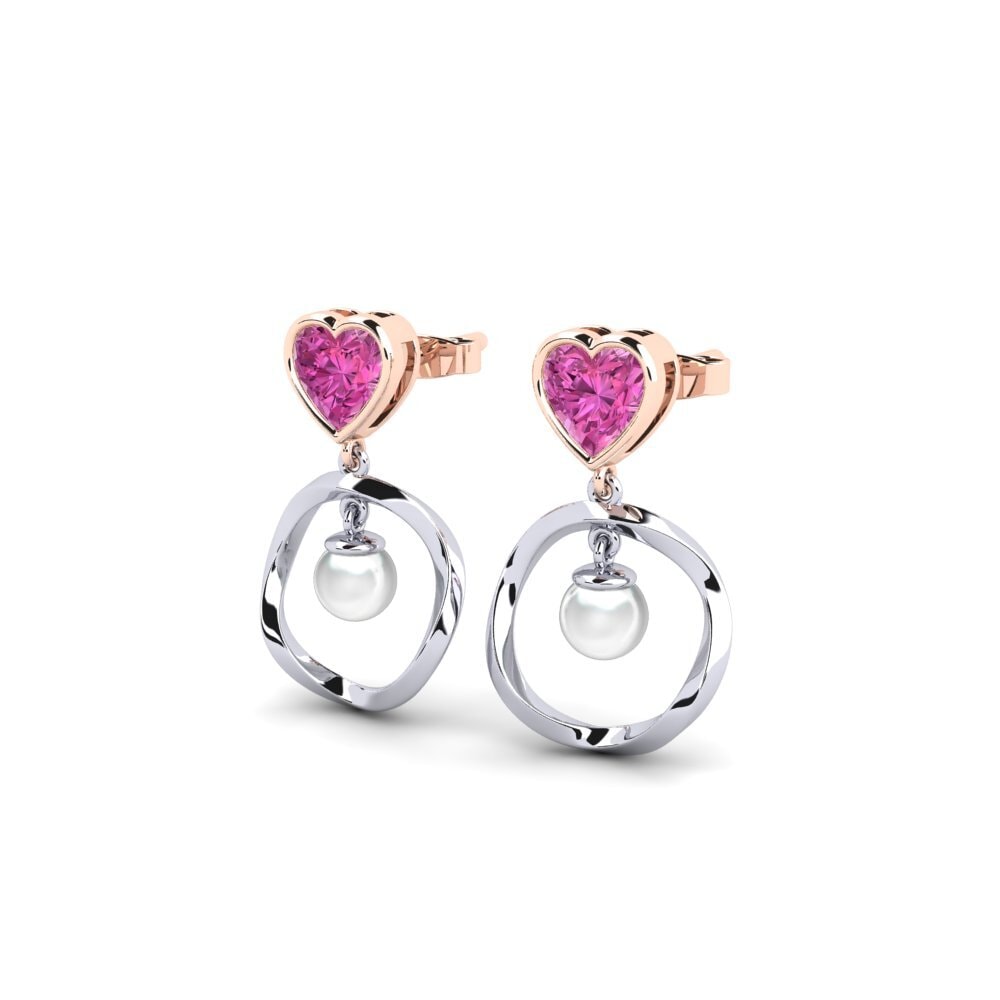 9ct White & Rose Gold Pink Topaz Women's Earring Onutten