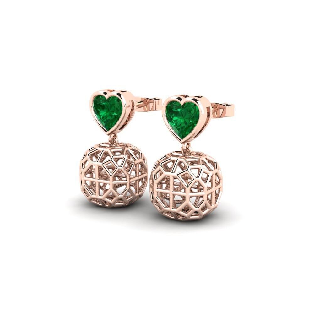 18k Oro Rosa Esmeralda (creada en laboratorio) Pendiente de mujer Otsillak