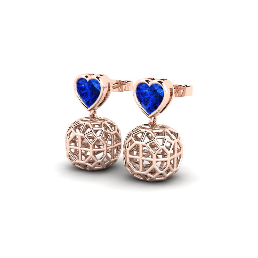 레드-14k 사파이어 (인공 생성) 여성 귀걸이 Otsillak