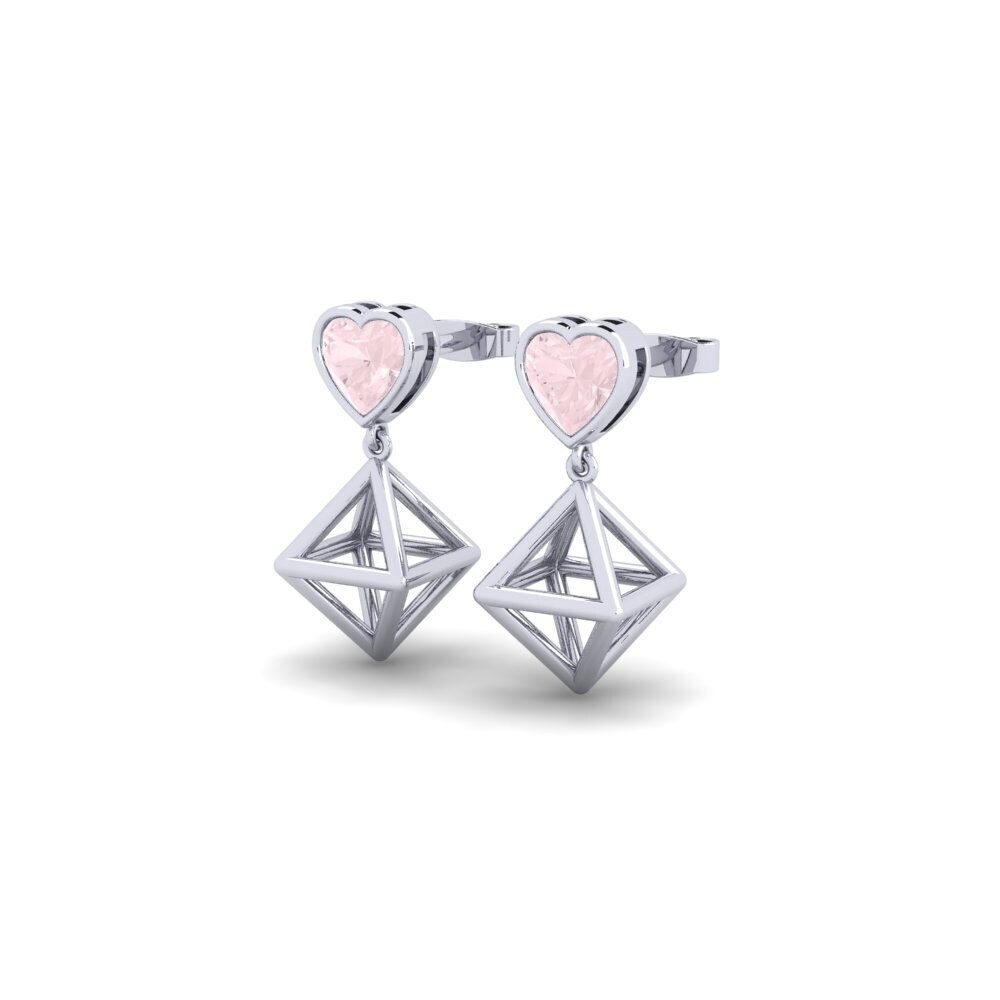 Oro Bianco 375 Quarzo Rosa Orecchino da donna Pacyks