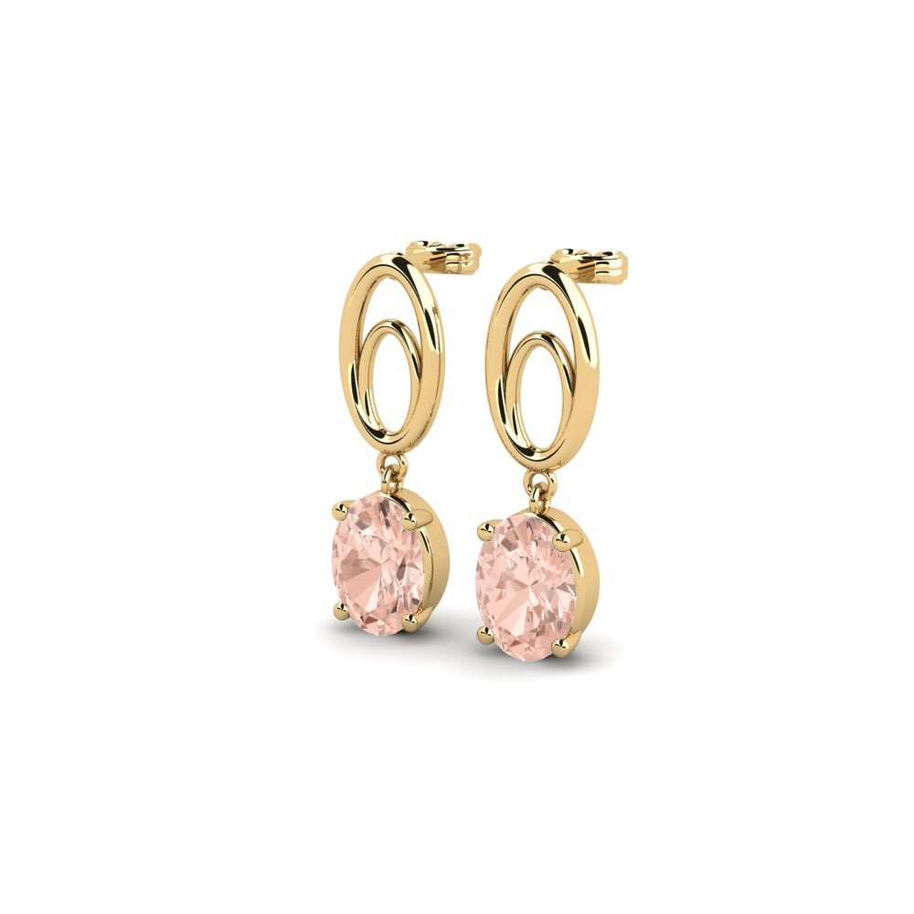 14k Oro Amarillo Morganita Pendiente de mujer Pianupot