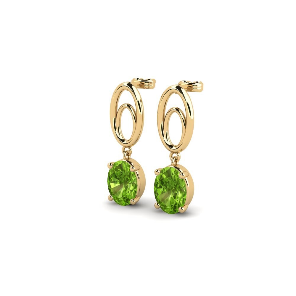 14k Oro Amarillo Peridoto Pendiente de mujer Pianupot
