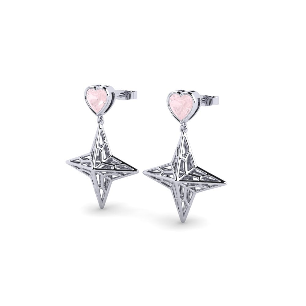 Oro Bianco 375 Quarzo Rosa Orecchino da donna Postcava