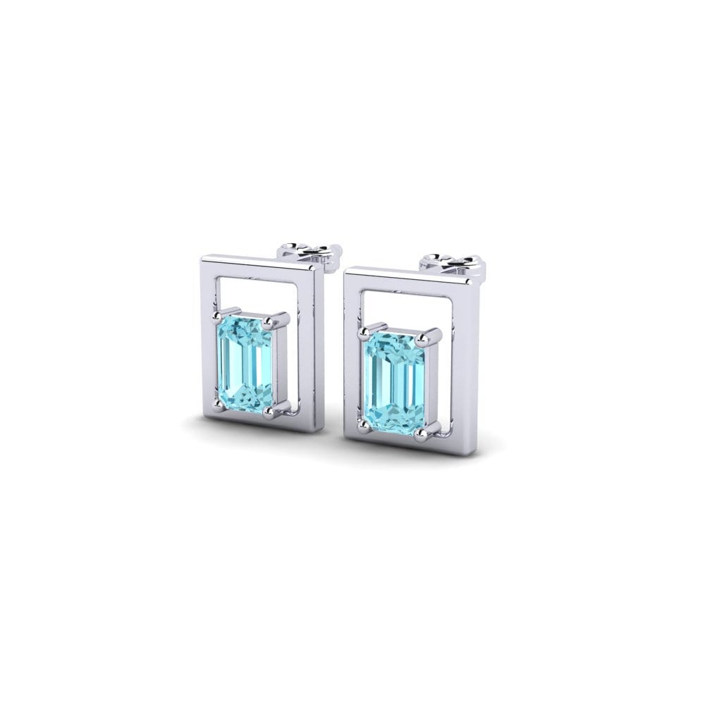 Esmeralda Zircão Azul Brincos Feminino Raiz