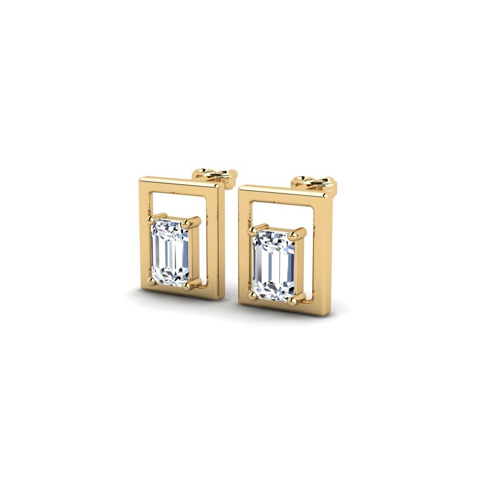 14k Oro Amarillo Esmeralda Pendiente de mujer Raiz