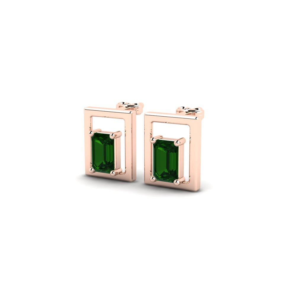 14ct Rose Gold Green Tourmaline Women's Earring Raiz