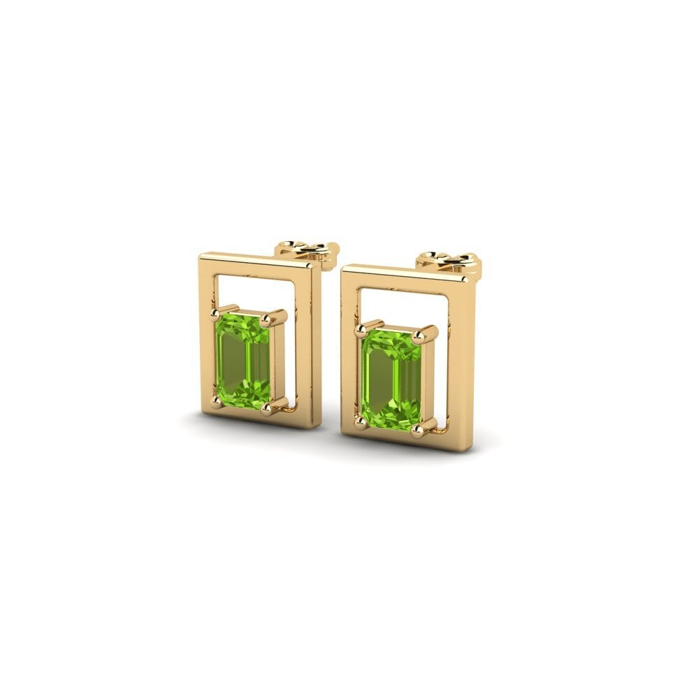 9k Oro Amarillo Peridoto Pendiente de mujer Raiz