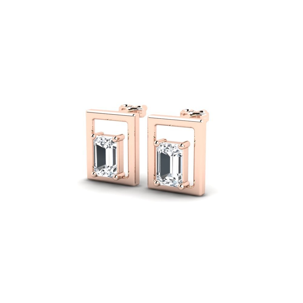 14ct Rose Gold White Zircon Women's Earring Raiz