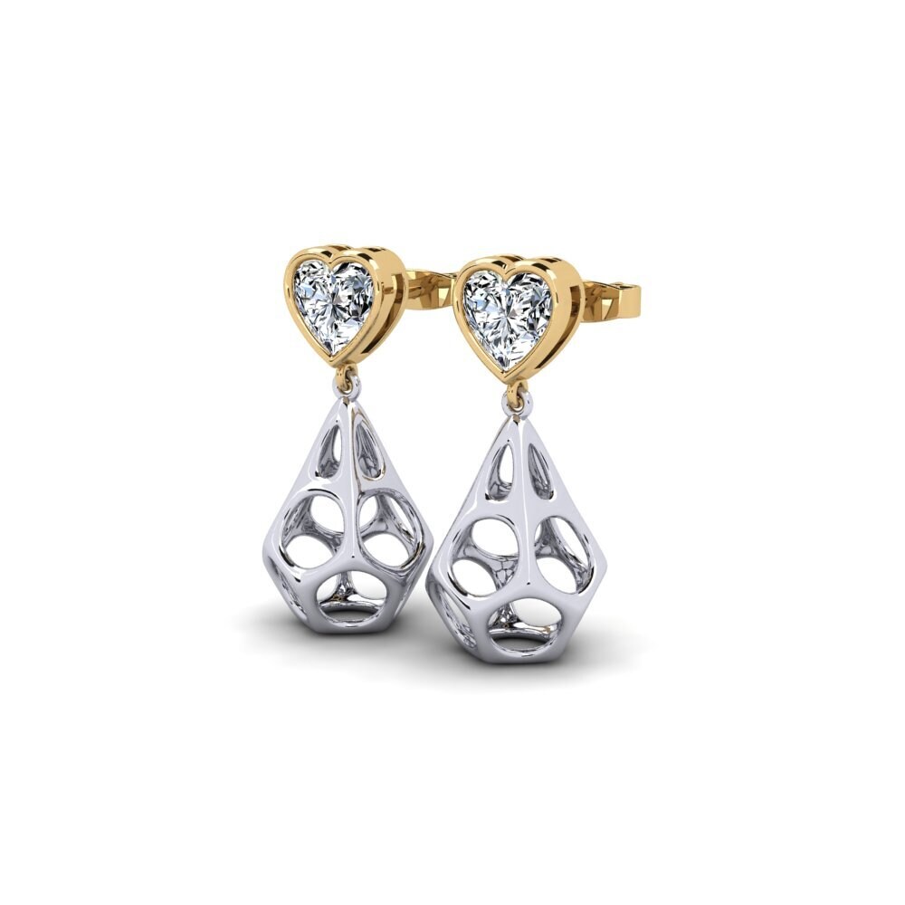 9k Oro Blanco & Amarillo Pendiente de mujer Reyodno