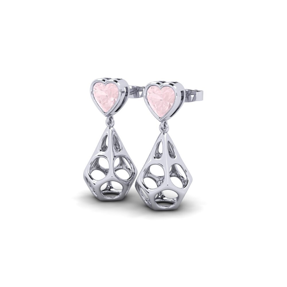Oro Bianco 375 Quarzo Rosa Orecchino da donna Reyodno