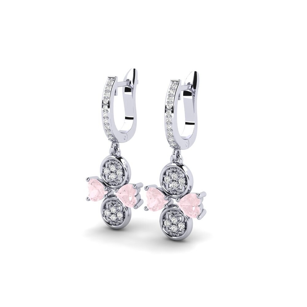 Oro Bianco 375 Quarzo Rosa Orecchino da donna Roxie