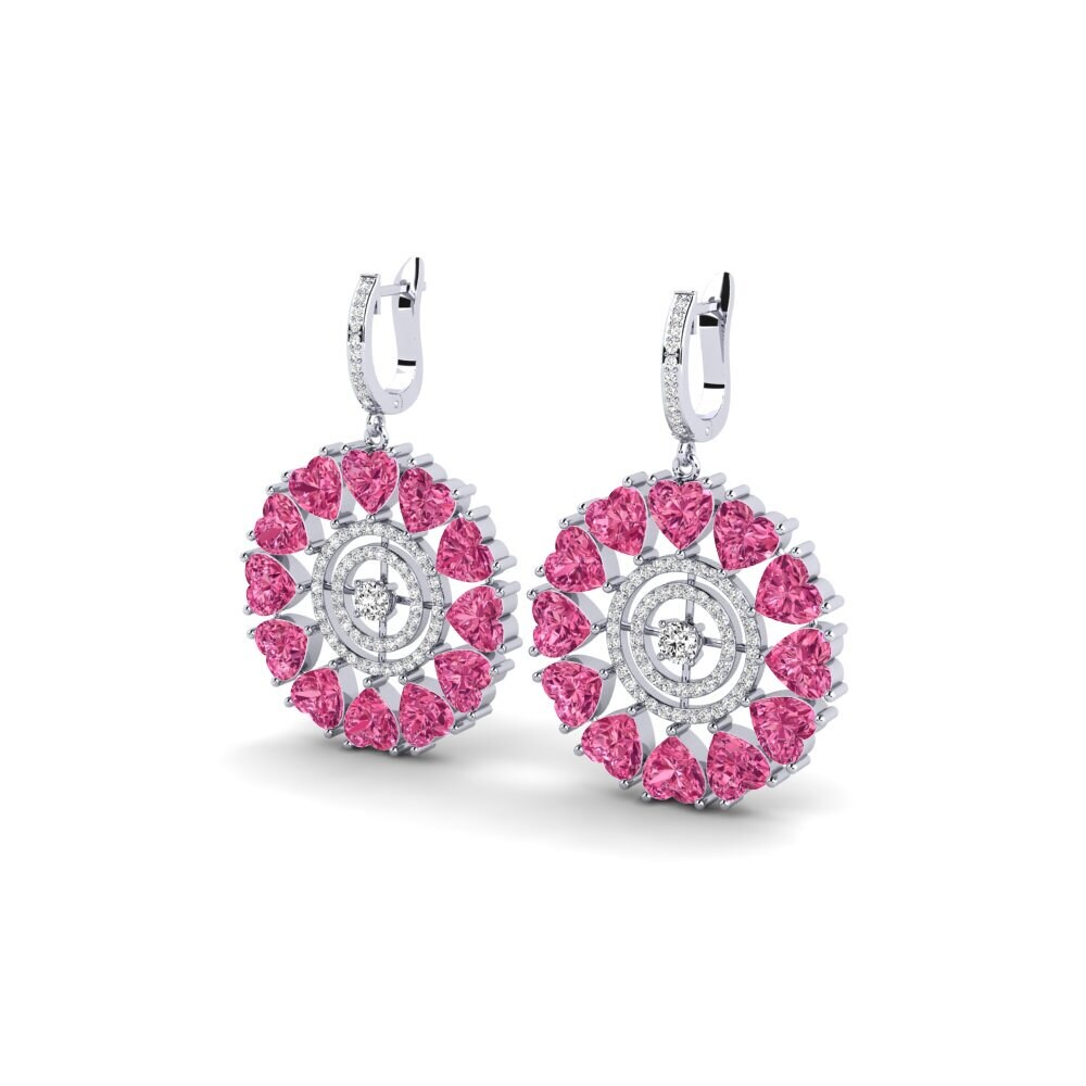 Platino 950 Turmalina rosa Pendiente de mujer Sandsford
